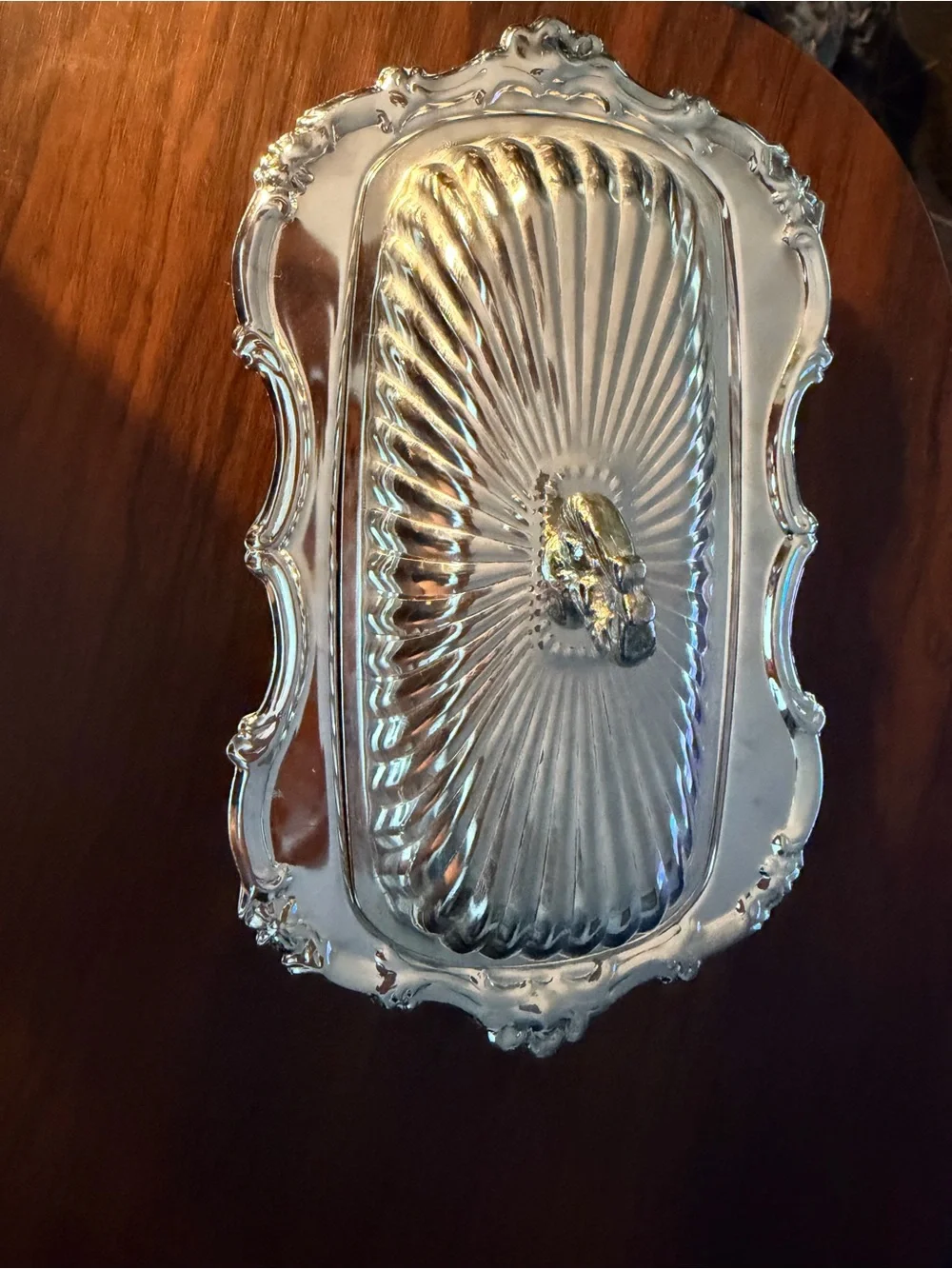 Vintage silver plated butter dish.